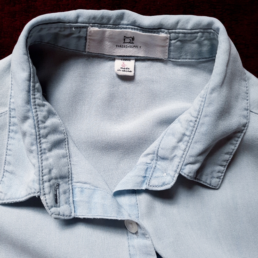 Thread & Supply L Chambray Slouchy Button Down Top - image 7